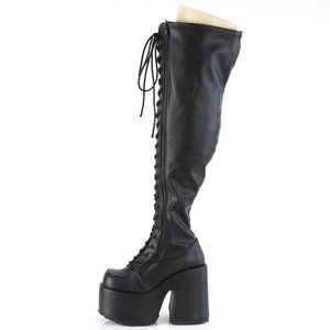 Gothic Platform Lace Up Wide Thigh High Boots